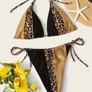 Cheetah Color-Block Bikini